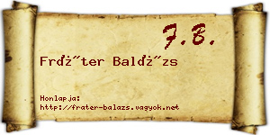 Fráter Balázs névjegykártya